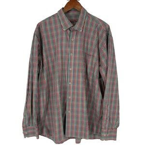 Alan Flusser Mens Button Up Shirt 2XL Rainbow Gingham Button Down Classic Career